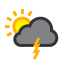 Patchy light rain in area with thunder