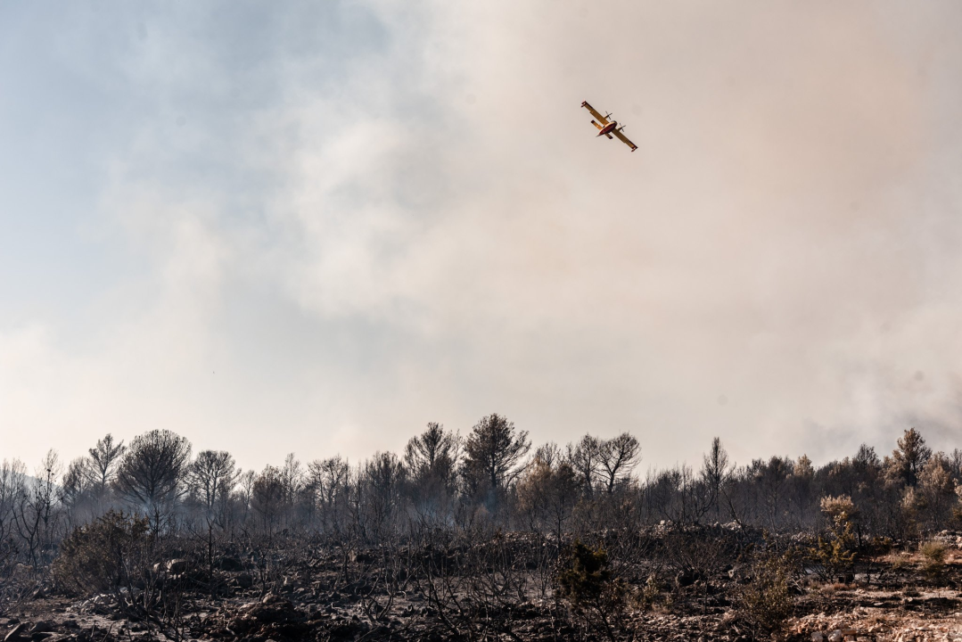 U tijeku sanacija požarišta u Vrpolju: Na terenu 60 vatrogasaca i 21 vozilo