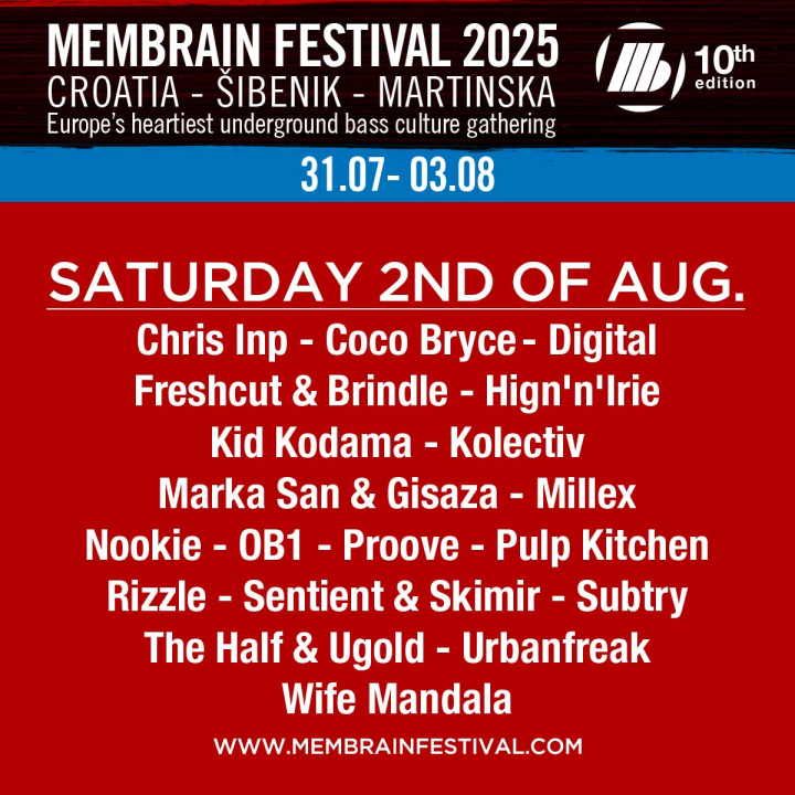 Jubilarni 10. Membrain Festival: Četiri dana na Martinskoj, više od 80 Dj-eva i izvođača iz cijele Europe