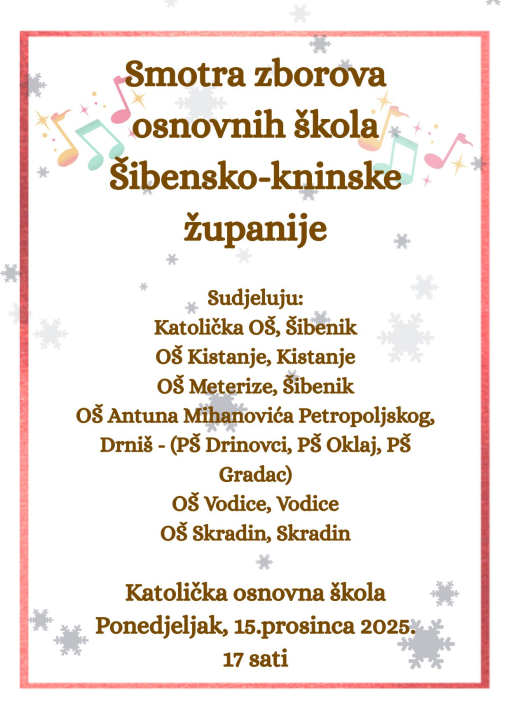 Županijska Smotra pjevačkih zborova osnovnih škola održana u Katoličkoj školi 