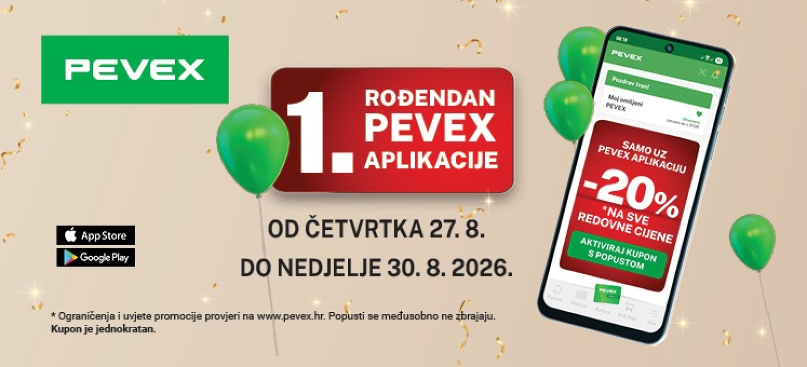 FOTO PEVEX slavi prvi rođendan aplikacije: Aktiviraj kupon i ostvari 20 posto popusta!