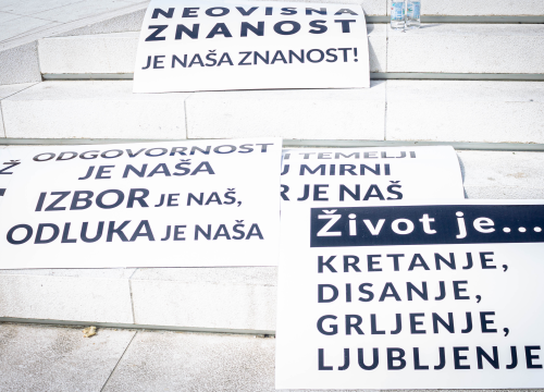 Fotografija 26 - Nekoliko stotina ljudi na prosvjedu u Šibeniku: 'Skinite maske, došlo je vrime!'