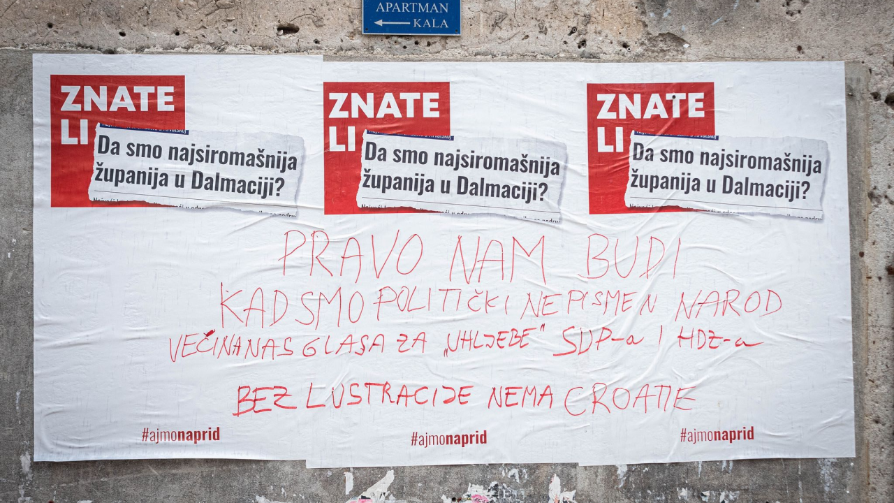 Nepoznati vlasnik flomastera obračunao se s vodećim strankama preko Šupinog plakata