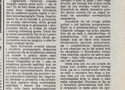 Fotografija 4 - Prije 25 godina u Kinu Tesla osnovan je Kino klub: Od Giuliana preko modnih revija do srednjoškolskih partija