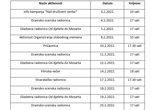 Fotografija 7 - Provjerite raspored Društvenog centra Grada Skradina za veljaču!