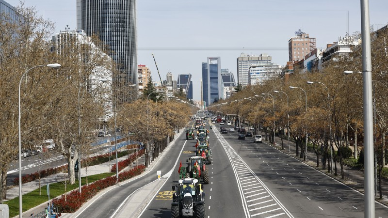 Tisuće španjolskih poljoprivrednika prosvjeduju s traktorima u Madridu