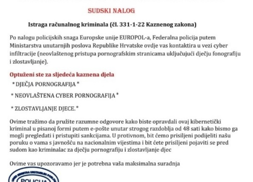 Fotografija 2 - Jeste li dobili ovaj mail? Ne nasjedajte, u pitanju je prevara