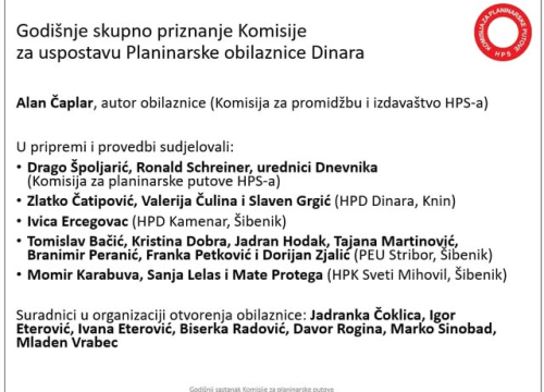 Fotografija 2 - Planinarima iz Šibenika i Knina vrijedno priznanje za uspostavu PO Dinara