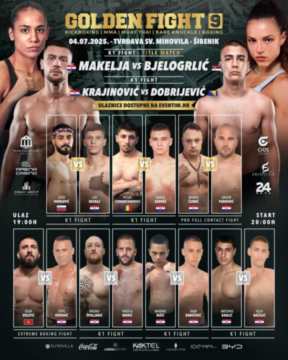 Golden Fight ponovno stiže u Šibenik: Spektakl borilačkih sportova na Tvrđavi sv. Mihovila
