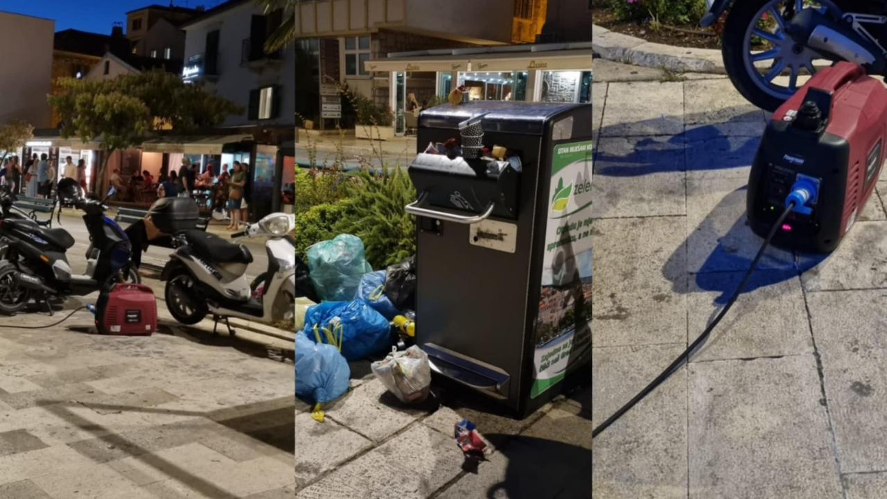 Sramotne scene na šibenskoj rivi: Kante prepune smeća, nepropisno parkirani motori...