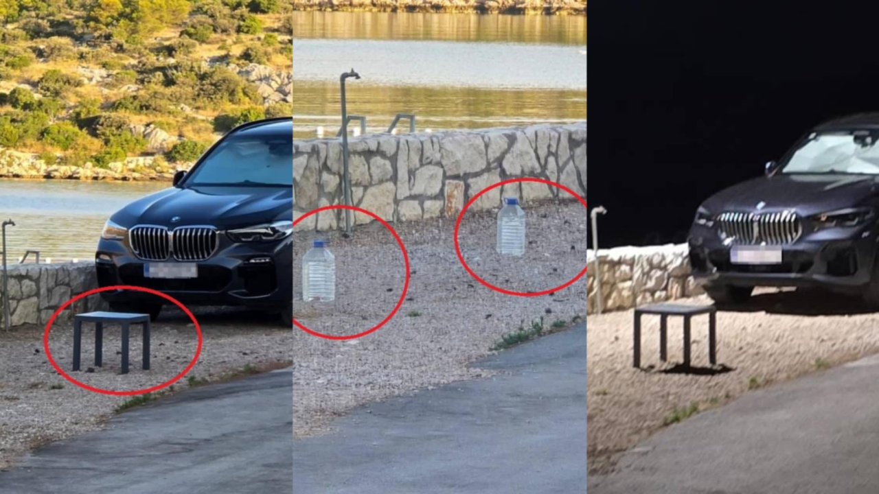 Snalažljivost ili bezobrazluk? U Grebaštici kanistri i stolići uz more 'čuvaju' parking za goste