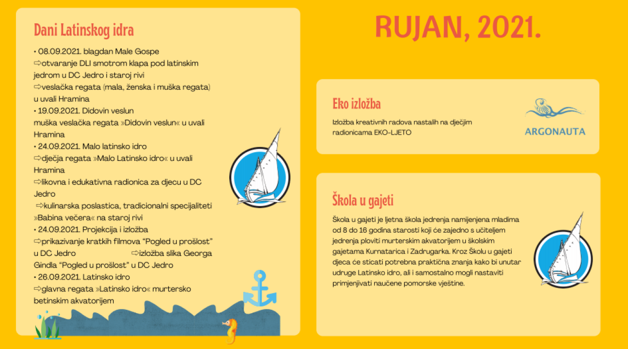 Provjerite kakve aktivnosti vas čekaju tijekom cijele godine u Društvenom centru Jedro u Murteru 