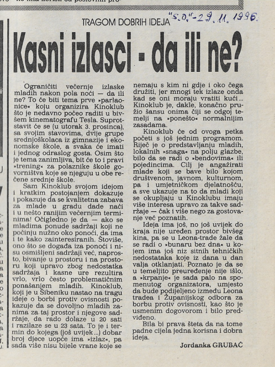 Prije 25 godina u Kinu Tesla osnovan je Kino klub: Od Giuliana preko modnih revija do srednjoškolskih partija