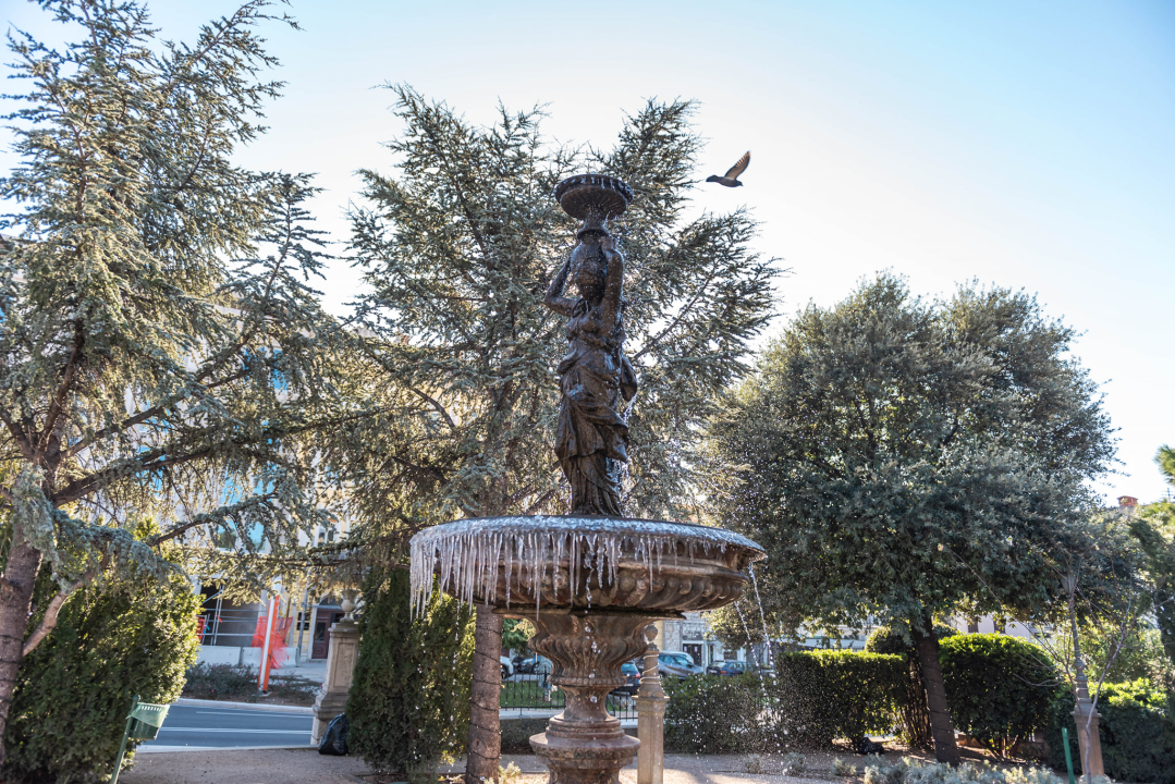 Zaledila fontana: Prije nego posegnete za mobitelom fotkati ovaj prizor u đardinu, pripazite gdje stajete