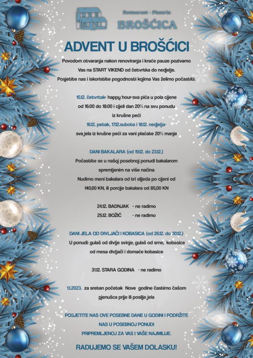 Uživajte ovog adventa u slasnim zimskim delicijama konobe Brošćica! 