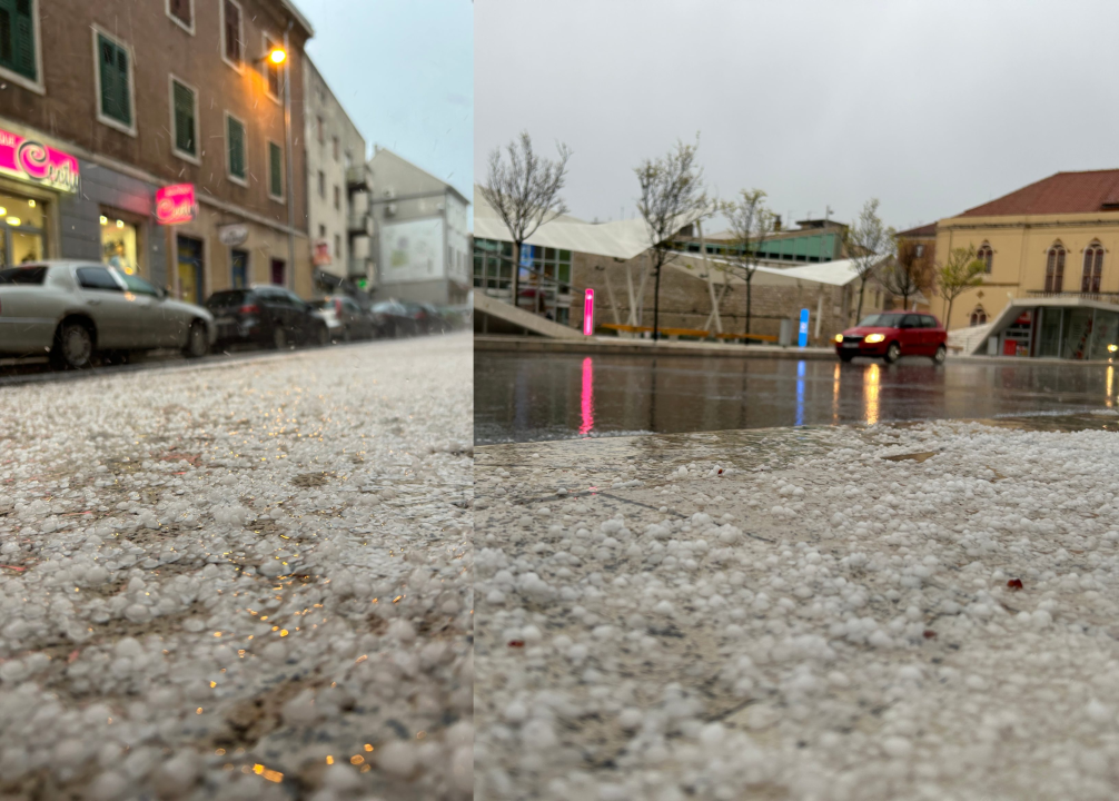 Krupa iznenadila Šibenčane, mokri se skrivali po trgovinama