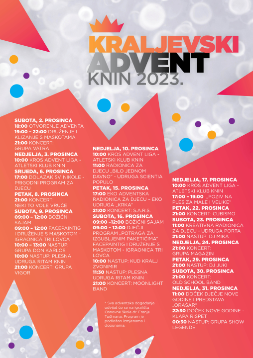 Vatra otvara Kraljevski advent u Kninu! Nastupit će i S.A.R.S, Magazin, Cubismo, Vigor, Neki to vole vruće, Klapa Rišpet…