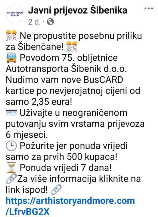 Ne nasjedajte: Šibenski Autotransport NE prodaje ekskluzivne jeftine karte!