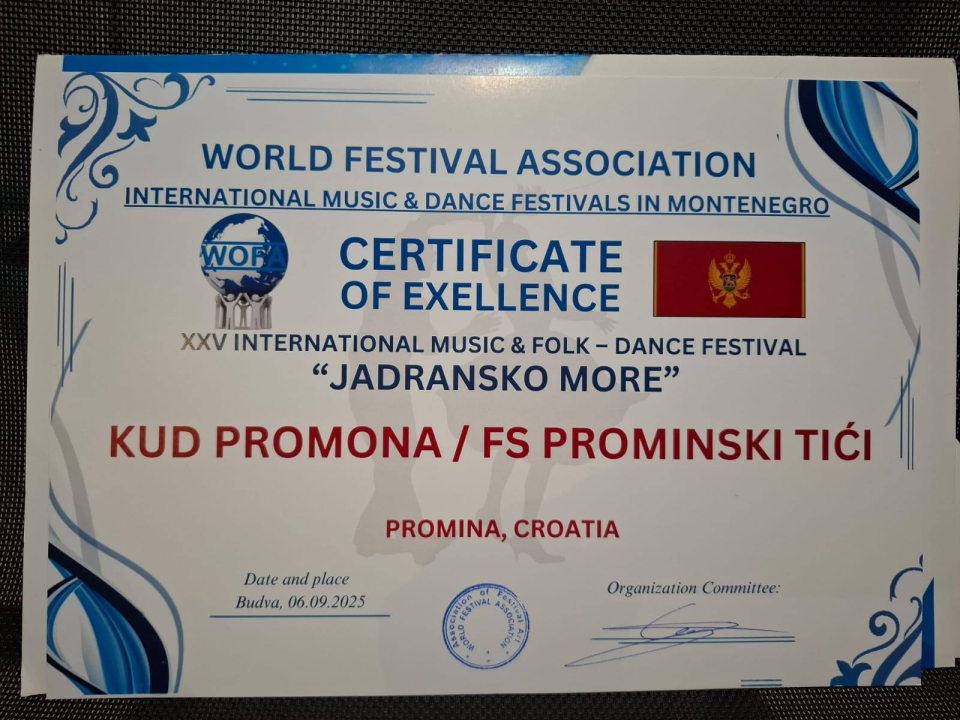 Prominski Tići oduševili na Međunarodnom festivalu u Budvi