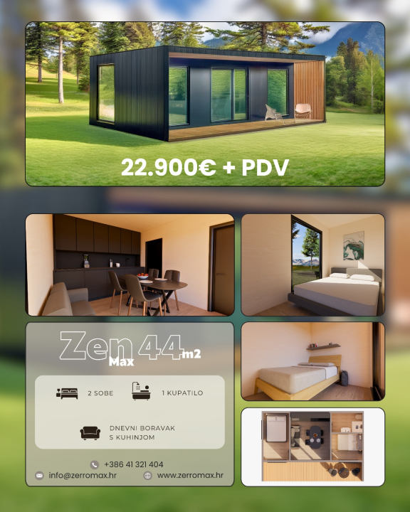 FOTO ZerroMax montažne kuće – Nova ponuda modela od ZenMax od 33m2, 44m2 i WoodMax 80m2