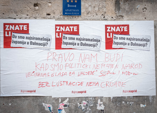 Nepoznati vlasnik flomastera obračunao se s vodećim strankama preko Šupinog plakata