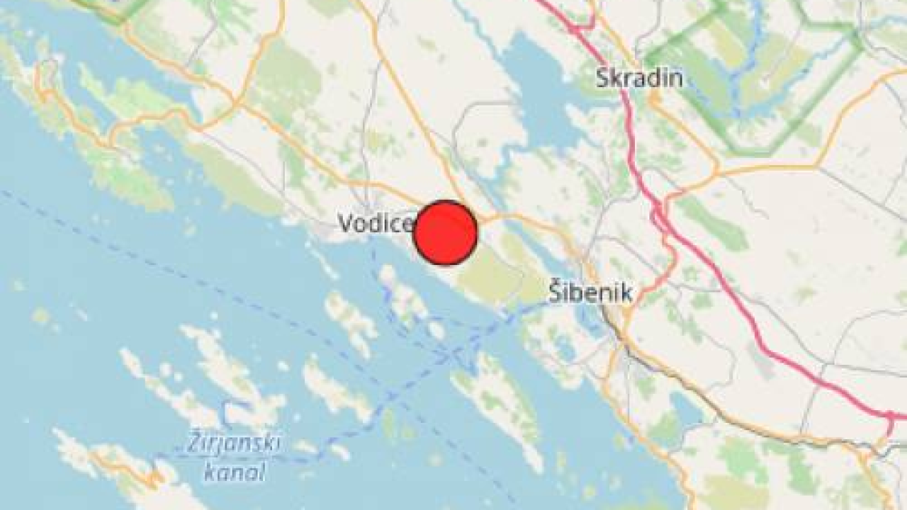 Vrlo slab potres kod Vodica, magnitude 2.2 prema Richteru