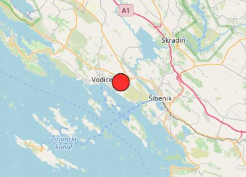 Vrlo slab potres kod Vodica, magnitude 2.2 prema Richteru