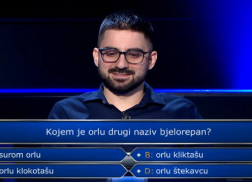 Znate li koji je orao bjelorepan? Splićanin odustao na 13. pitanju za 250 tisuća kuna