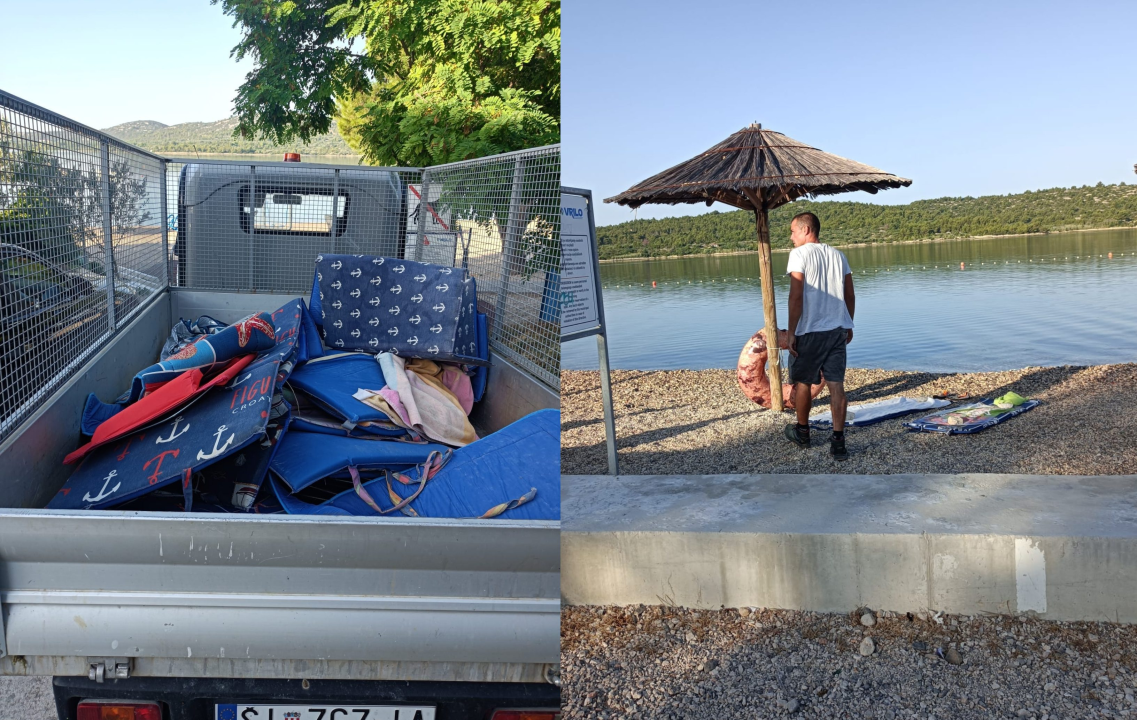 U Pirovcu s plaže uklonjene 'rezervacije': Rekviziti su u zgradi Općine, preuzimanje uz kaznu!
