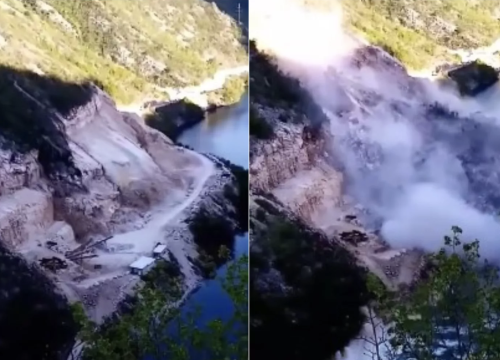 Nevjerojatna snimka odrona kod Mostara, tri automobila su završila u jezeru