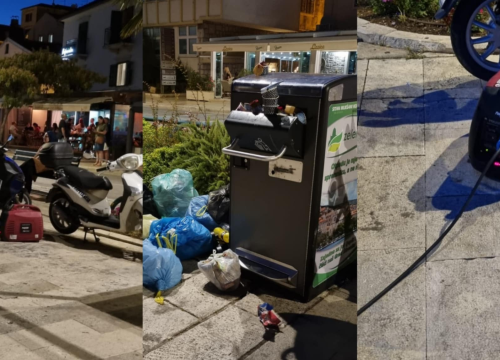 Sramotne scene na šibenskoj rivi: Kante prepune smeća, nepropisno parkirani motori...