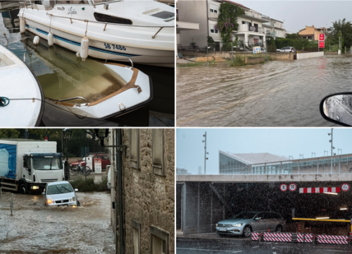 Nevrijeme najviše problema izazvalo u Vodicama, poplavile ceste i parkirališta diljem Šibenika i okolice